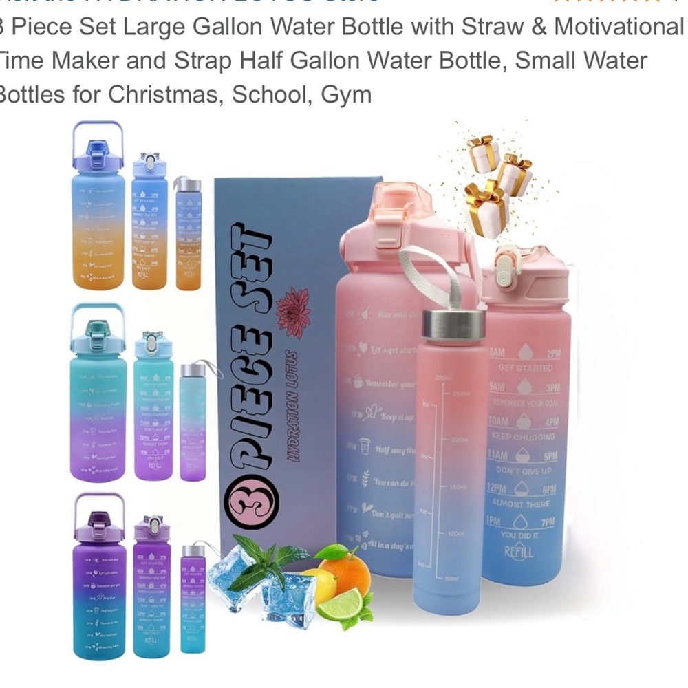 3 Pcs.,Motivational Water Bottles BPA FREE AND LEAK PROOF